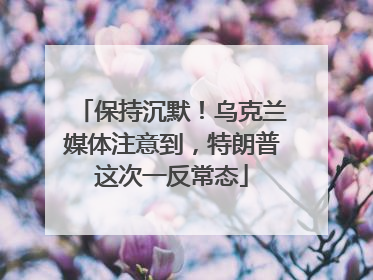 保持沉默！乌克兰媒体注意到，特朗普这次一反常态